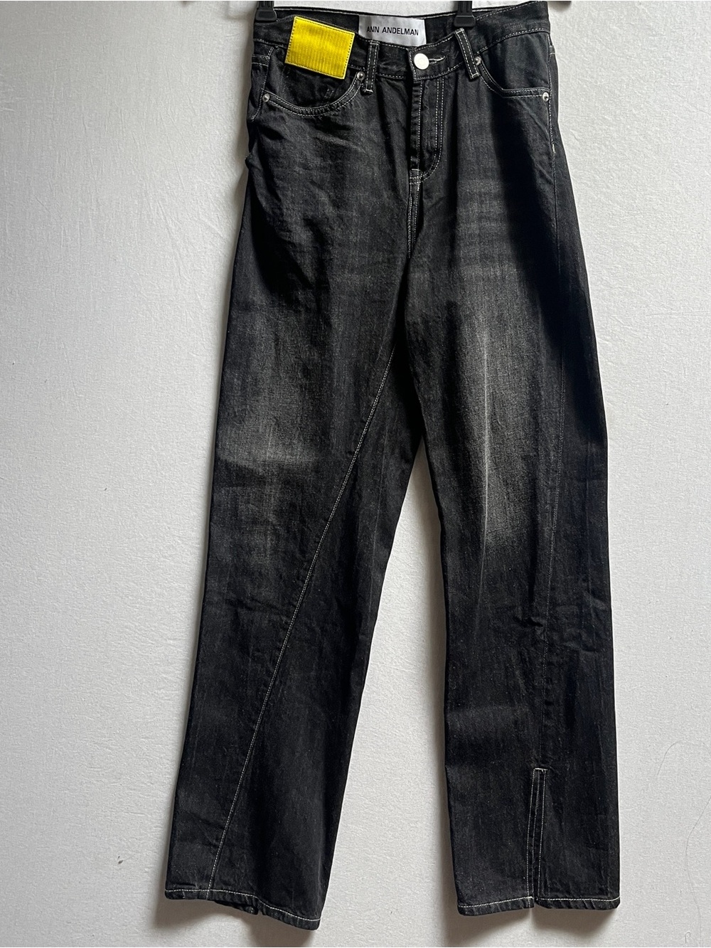 Ann Andelman Straight-Leg Jeans Black Size S Bottom Slits 26